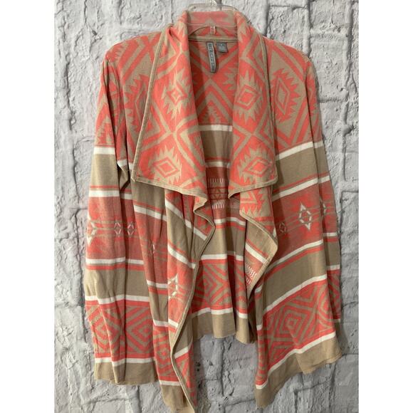 By Design Cardigan Sweater Open Front Small Aztec Pattern - Picture 2 of 5